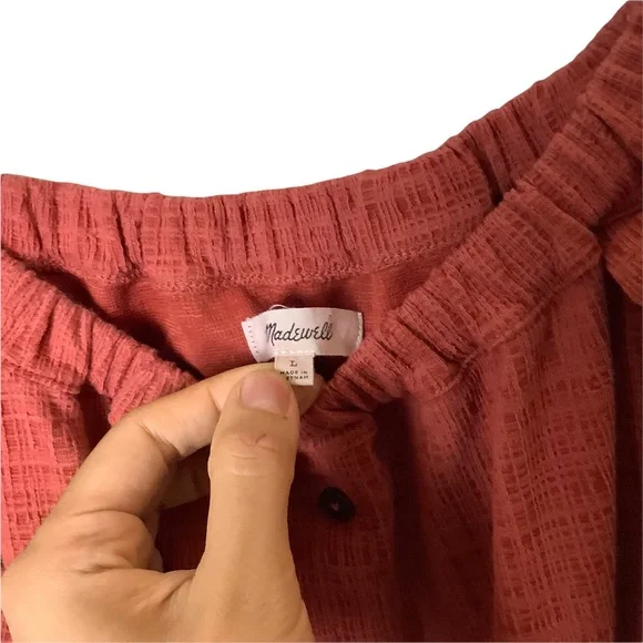 Madewell Texture & Thread Off-the-Shoulder Dress Rust Color Size Large - Picture 8 of 11